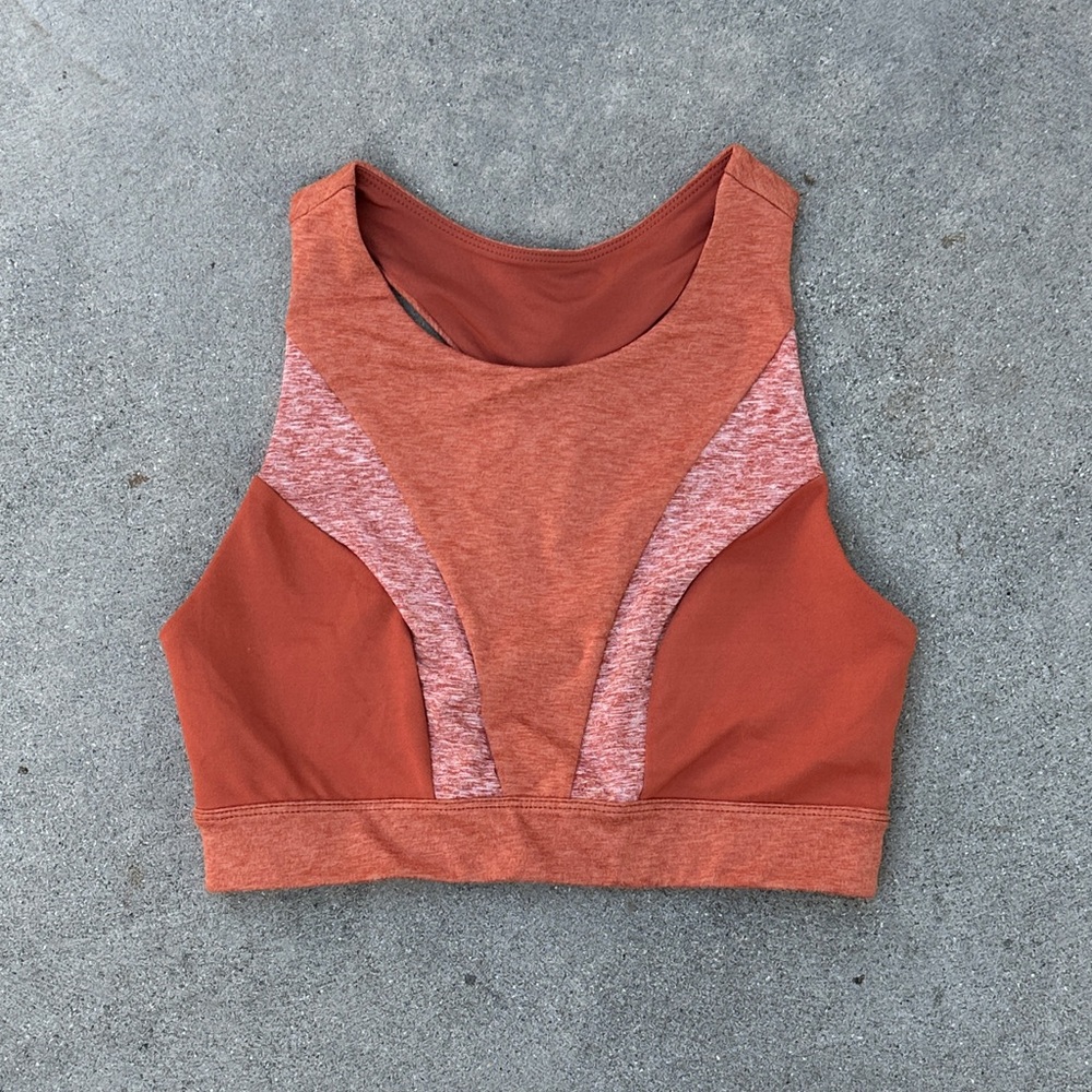 Women's Longline Yoga Sports Bralette, Rust Orange